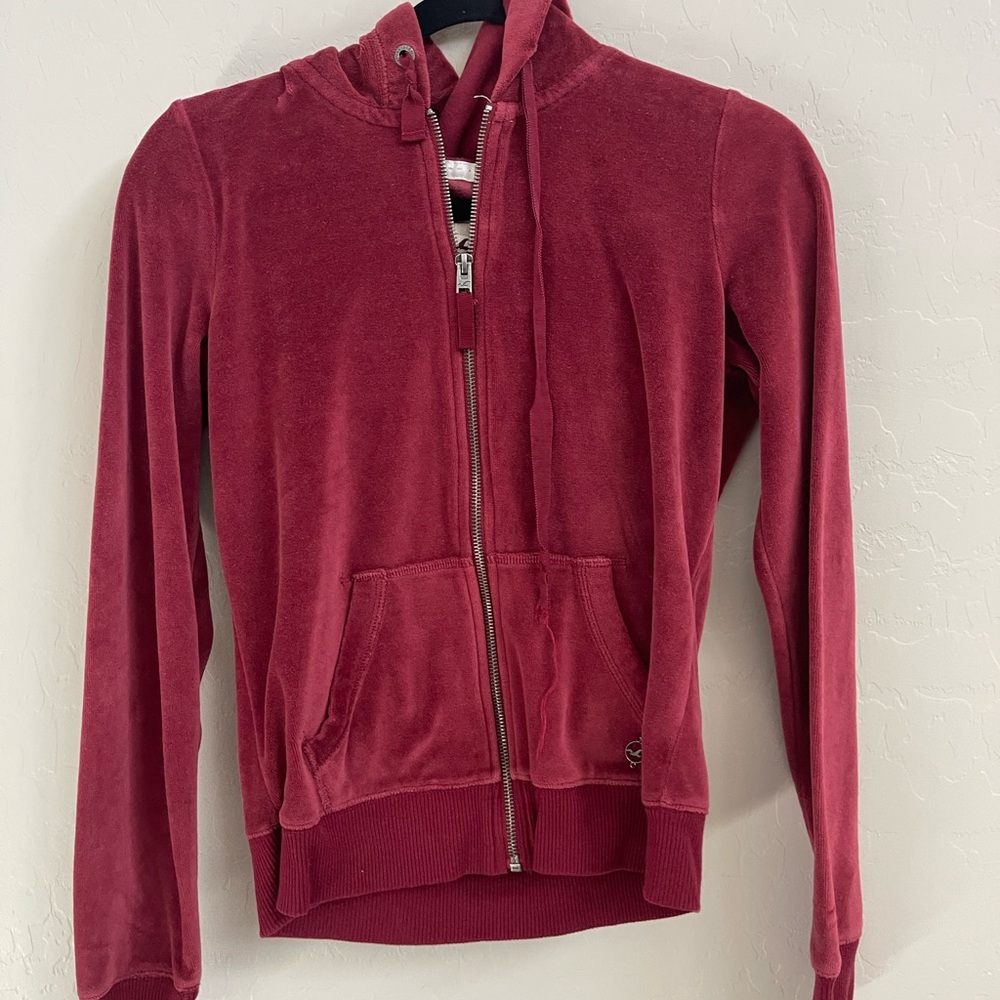 Hollister Maroon Full-Zip Hoodie